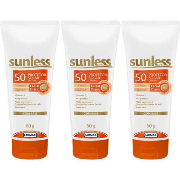 Sunless Fps50 Protetor Facial Base Bege Médio 60g (Kit C/03)