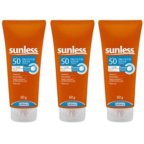 Sunless Fps50 Protetor Solar Facial 60g - Kit com 03