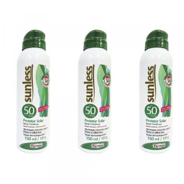 Sunless Fps50 Protetor Solar Spray 150ml (Kit C/03)