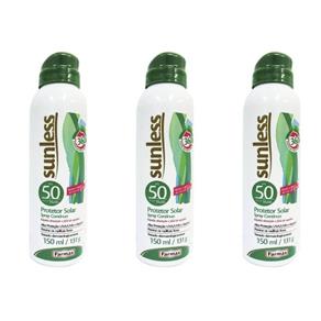 Sunless Fps50 Protetor Solar Spray 150ml - Kit com 03