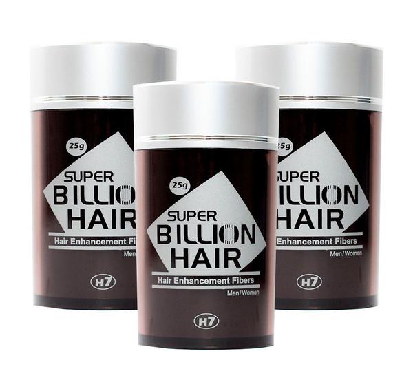 Super Billion Hair Disfarce para Calvície Castanho Escuro 25g com 3 Unidades