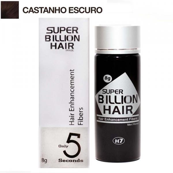 Super Billion Hair Fibra Queratina em Pó para Disfarçar a Calvice - Castanho Escuro 8g