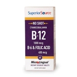 Superior Source No Shot B12 Cyanocobalamin - 1000 mcg com B6 e Ácido Fólico - 60 Comprimidos