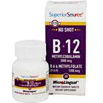 Superior Source Vitamina B12 - 2000 mcg com B6 e Metilfolato - 60 Tabletes