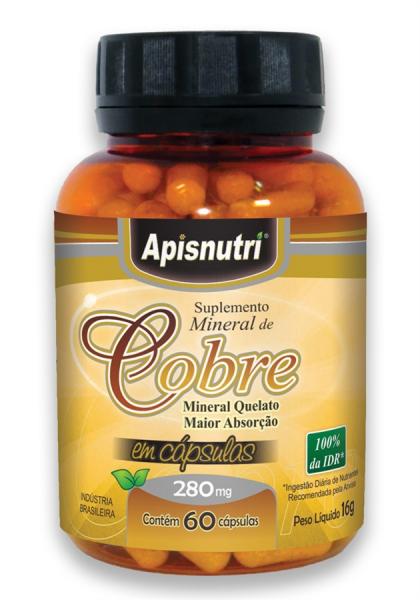 Suplemento Mineral de Cobre 280mg C/60 Cápsulas - Apisnutri