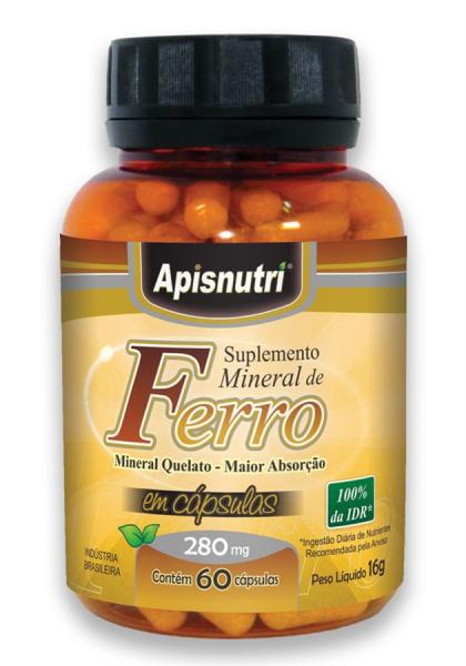 Suplemento Mineral de Ferro 280mg C/60 Cápsulas - Apisnutri