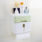 Suporte do papel higiénico gratuito perfurador Titular Banho Papel fixado na parede WC Caixa de papel impermeável de dois pisos Dispenser Papel Higiênico
