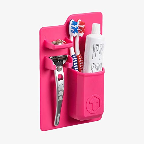 Suporte Porta Escova de Dente Silicone Pasta Banheiro Box Pink Plp Mania