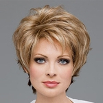 10inches Women Fashion Short Fluffy Obliques Bang Blonde Curly Wave Hair Synthetic Party Full Wig