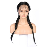 Synthetic Baby Hair Braided Lace Front Wig Straight Long Black Women Hair Wigs