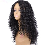 Longo afro kinky encaracolado Nenhum rendas frente perucas de cabelo sintético preto Color Fashion Wigs por Mulheres