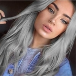 Wavy Synthetic Fashion Hair Wigs For Women Wig Smoke Gray Long Curly Hair Chemical Fiber Wig Set