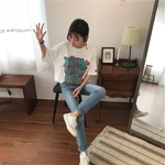 T-shirt Mulheres Casual solta Letter Impressão manga curta