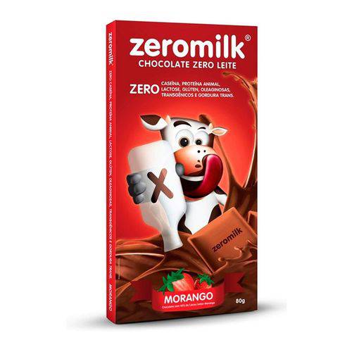 Tablete Chocolate Zeromilk 80g - Morango