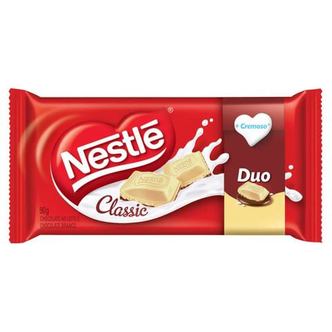 Tablete de Chocolate ao Leite e Branco Classic Duo 90g - Nestlé