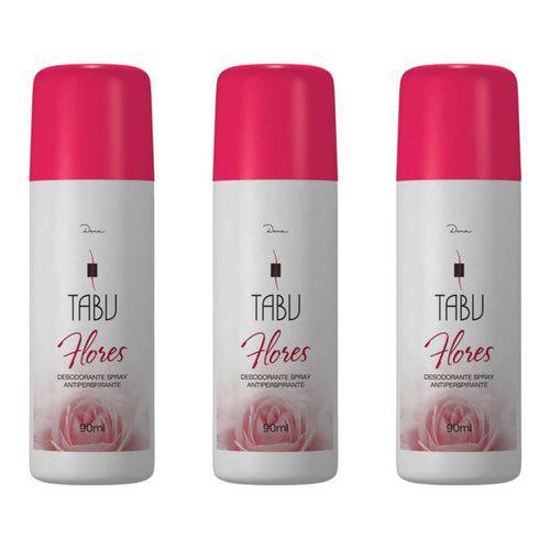 Tabu Flores Desodorante Spray 90ml (kit C/03)