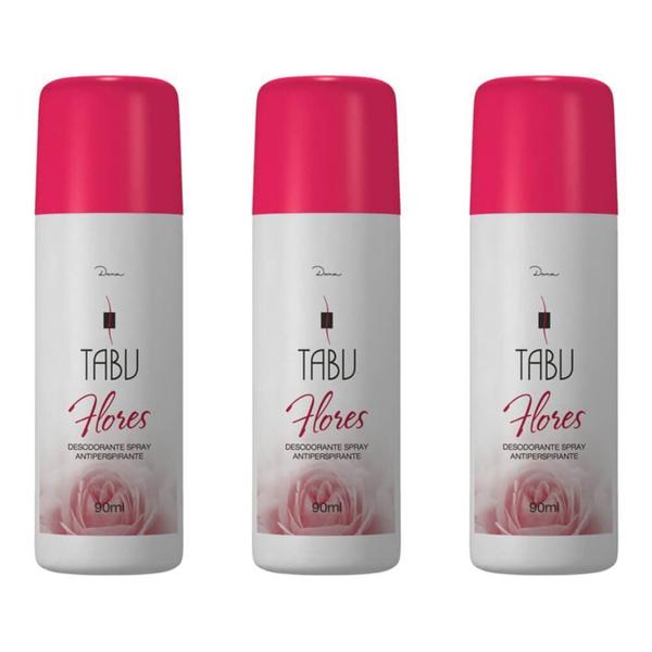 Tabu Flores Desodorante Spray 90ml (kit C/03)