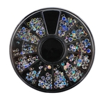 Tamanho Misto Glitter Rhinestone 3D Nail Art Tips DIY Manicure Decoration Wheel