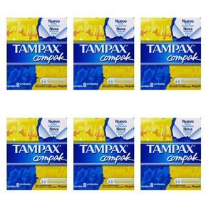 Tampax Compak Absorvente Íntimo Regular com 8 - Kit com 06