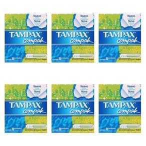 Tampax Compak Absorvente Íntimo Super com 8 - Kit com 06