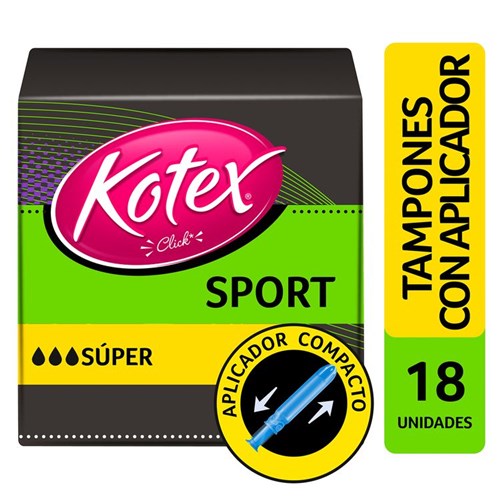 Tampón Kotex 18 Unid, Super, Evolution Click