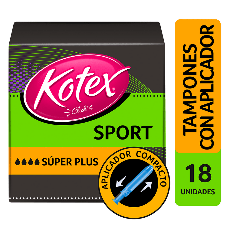 Tampón Kotex 18 Unid, Super Plus, Evolution Click