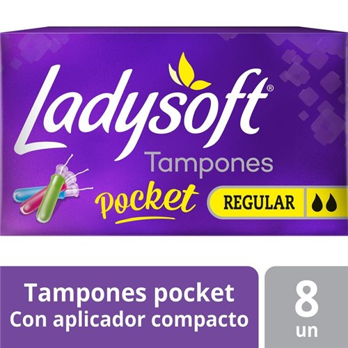 Tampones Ladysoft Pocket Súper Flujo Moderado Talla Única 8 Unid.