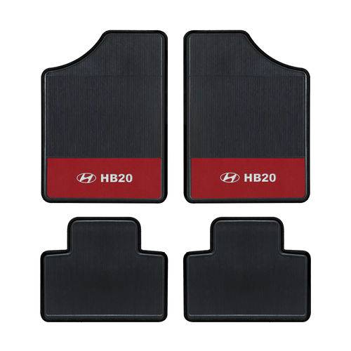 Tapete Automotivo - HB-20 - Base Vermelha- Logo Hyundai