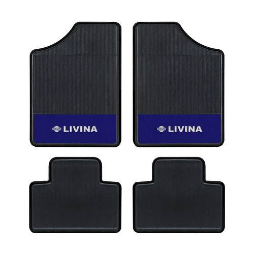 Tapete Automotivo - Livina - Base Azul - Logo Nissan