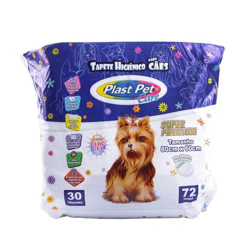 Tapete Higienico para Cães 80cmx60cm Super Premium Plast Pet - 30 Unidades