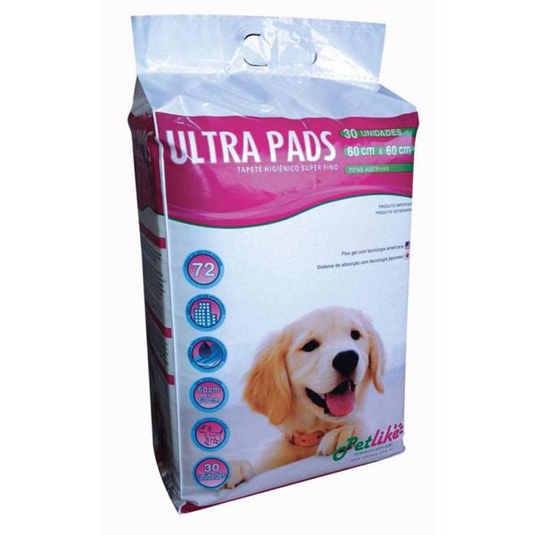 Tapete Higiênico Petlike Ultra Pads para Cães 60x60cm Kit com 03 Pacotes com 30 Unidades