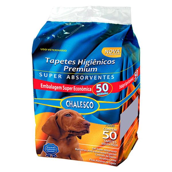 Tapete Higiênico Premium para Cães Chalesco Tamanho 90x60cm 50 Unidades