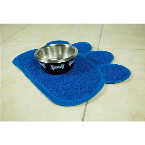 Tapete Pet Pata Azul Ideal Como Apoio das Tijelas de Ração e Água Proporcionando Limpeza