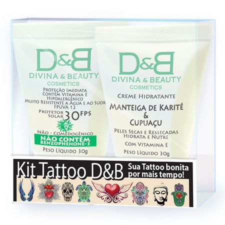 Tattoo Creme Hidratante para Manteiga de Karité Cupuaçu e Protetor Solar FPS30 Divina Beauty