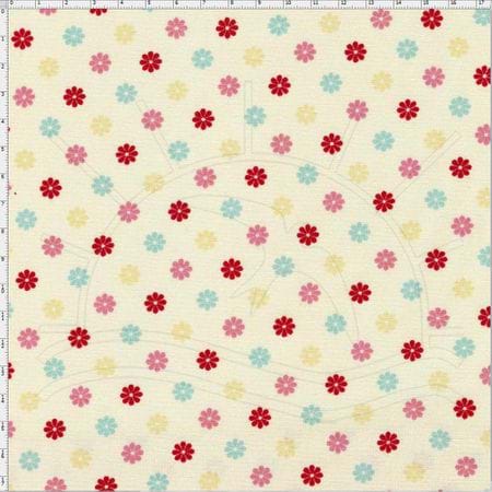 Tecido Estampado para Patchwork - Coleção Cherry Roses Multicolor Flowers (0,50x1,40)