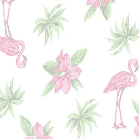 Tecido Estampado para Patchwork - Coleção Flamingo com Flores Fundo Branco (0,50x1,40)