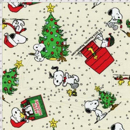 Tecido Estampado para Patchwork - Coleção Snoopy Xmas Snoopy (0,50x1,40)