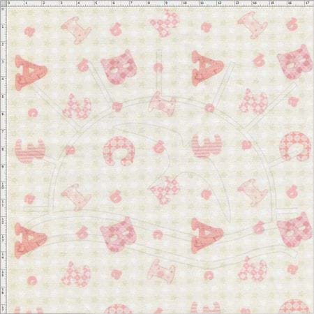 Tecido Estampado para Patchwork - Digital Letras Menina Baby (0,50x1,40)