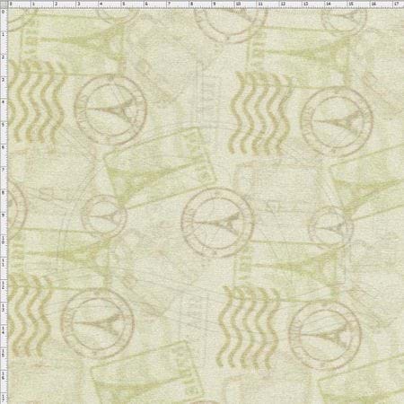 Tecido Estampado para Patchwork - Digital Selos Bege (0,50x1,40)