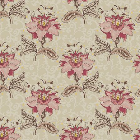 Tecido Estampado para Patchwork - Floral Jacobean: Floral Arabesque Creme (0,50X1,40)