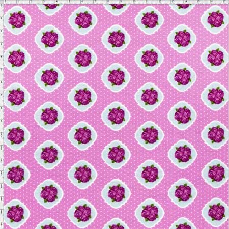Tecido Estampado para Patchwork - Floral Veneza Lilás e Gelo Cor 1968 (0,50x1,40)