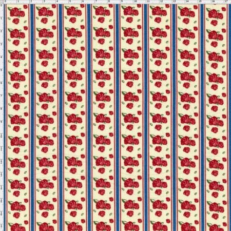 Tecido Estampado para Patchwork - Floral Veneza Rosa e Anil Cor 1928 (0,50x1,40)