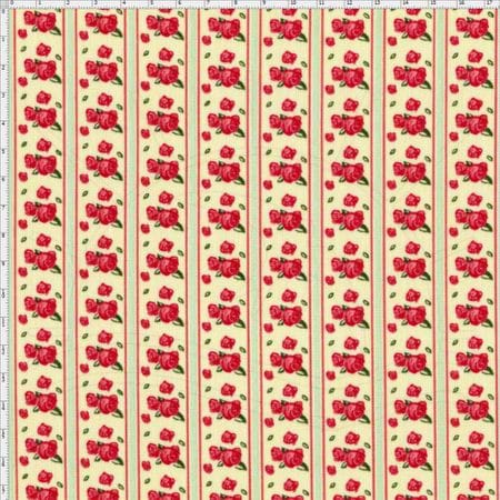 Tecido Estampado para Patchwork - Floral Veneza Rosa e Verde Cor 1934 (0,50x1,40)