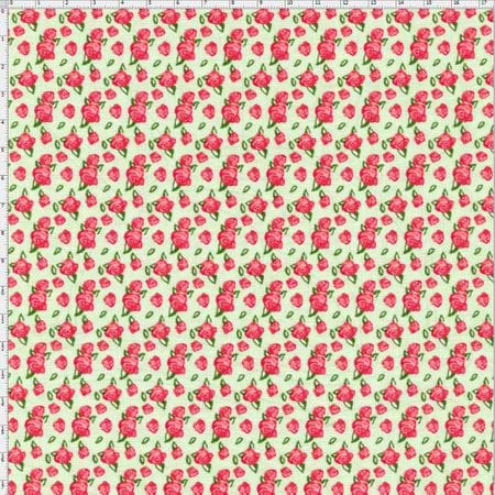 Tecido Estampado para Patchwork - Floral Veneza Rosa e Verde Cor 1935 (0,50x1,40)