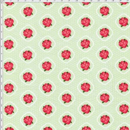Tecido Estampado para Patchwork - Floral Veneza Rosa e Verde Cor 1937 (0,50x1,40)