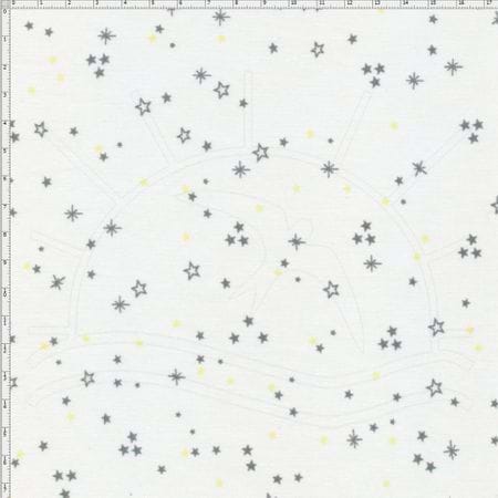 Tecido Estampado para Patchwork - Mundo dos Sonhos Estrelas e Brilho Cinza (0,50x1,40)