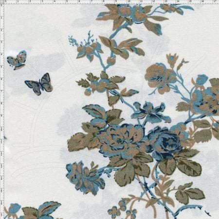Tecido Estampado para Patchwork - Rose Garden Floral Azul Cor 11 (0,50X1,40)