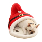 Tent Cat Dog Caverna Bed Pet Saco de dormir de lã grossa Quente Chinelos Natal Estilo Chinelo Semi-Closed Kennel