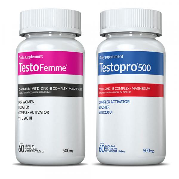 Testopro 500mg + Testo Femme 500mg Inove Nutrition - 60 + 60 Caps