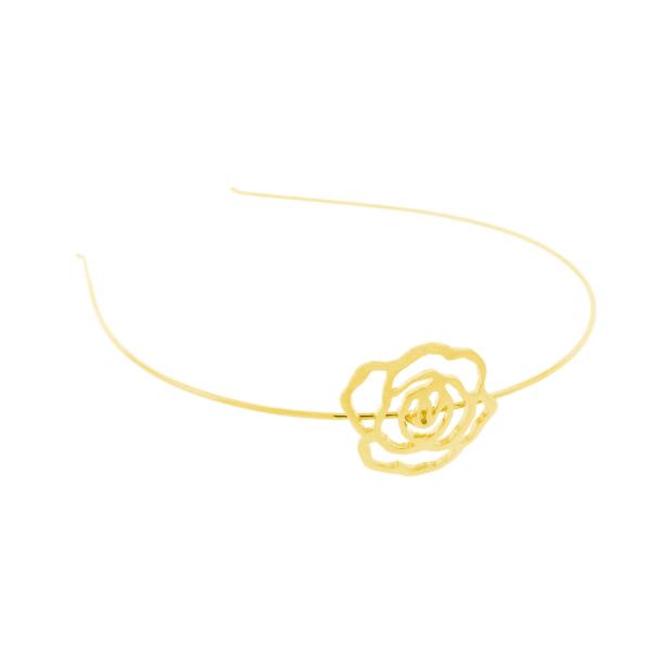 Tiara Dourada com Flor - Bijoulux